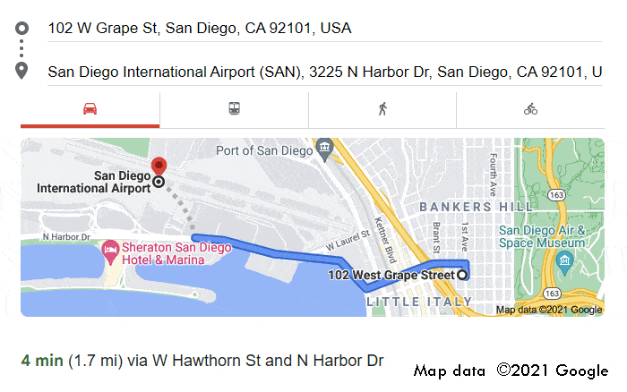Free Parking At 102 W Grape St. Just 4 Min Drive To San Diego Airport 